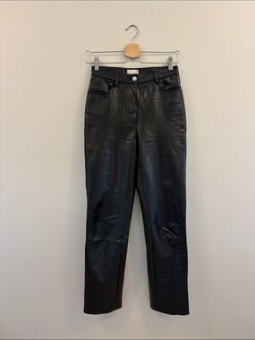 Wilfred Black Faux Leather Straight-Leg Jeans